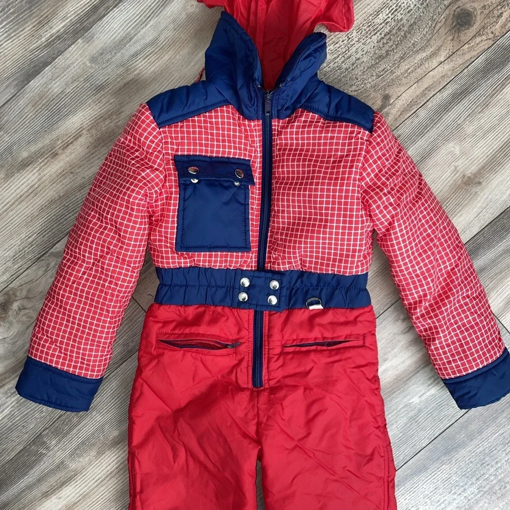 Hot Gear‎ Kid's Vintage Red Plaid One-Piece Snowsuit Size 6